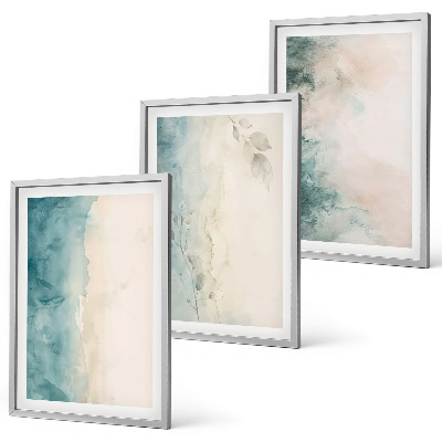 Set om 3 tavlor Akvarellmålning minimalism