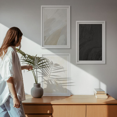 Set om 3 tavlor Strukturer nyanser minimalism