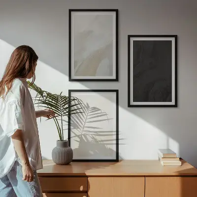 Set med 3 tavlor strukturer i minimalistiska nyanser