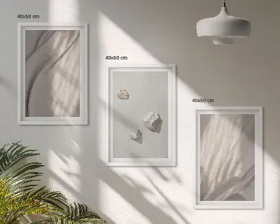 Tavelvägg med ramar närbilder av texturer i boho-stil