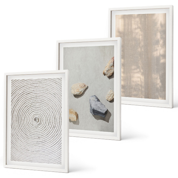 Set om 3 tavlor Boho naturliga texturer och strukturer