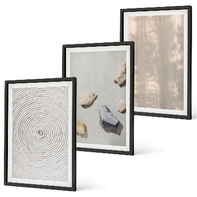 Set om 3 tavlor Boho naturliga texturer och strukturer