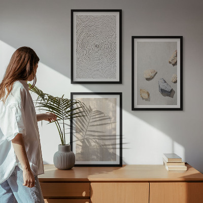 Set om 3 tavlor Boho naturliga texturer och strukturer
