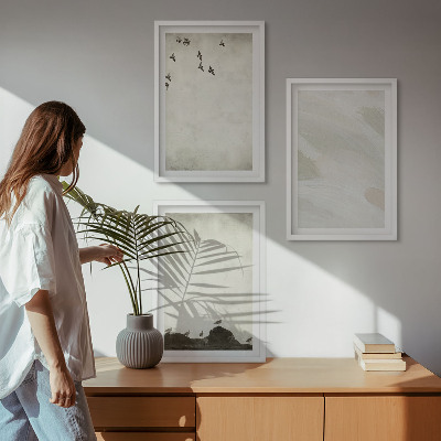 Tavelpaket med ramar Fåglar stenar penseldrag dekorationer
