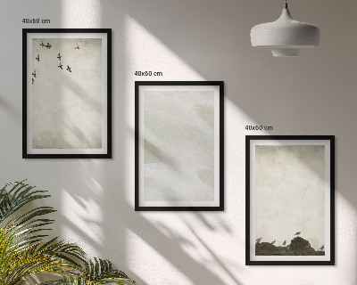 Tavelpaket med ramar Fåglar stenar penseldrag dekorationer