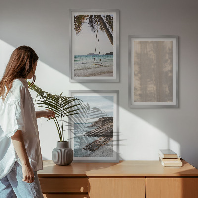 Set om 3 tavlor Sommarutsikt över sanden och havet