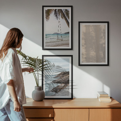 Set om 3 tavlor Sommarutsikt över sanden och havet