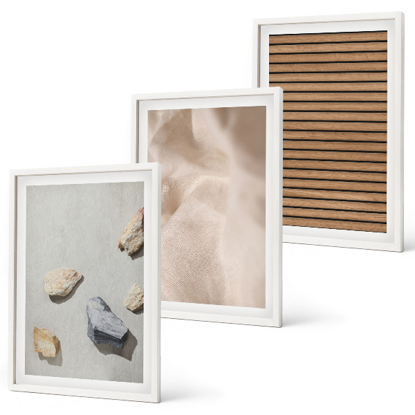 Tavelpaket med ramar Stenar trä tyg texturer