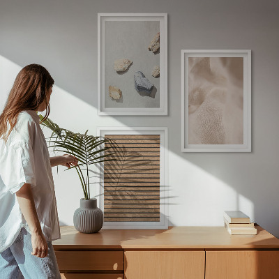 Tavelpaket med ramar Stenar trä tyg texturer