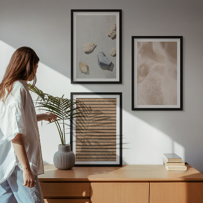 Tavelpaket med ramar Stenar trä tyg texturer