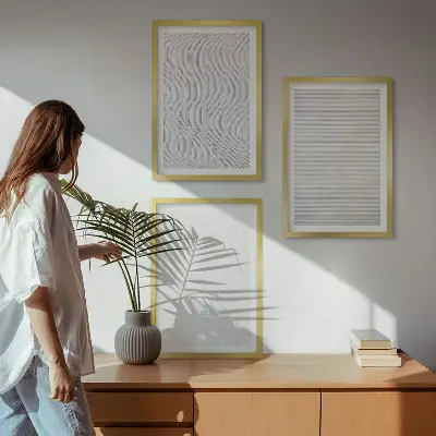Ljusa sandmönsterstrukturer set om 3 tavlor