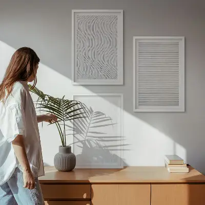 Ljusa sandmönsterstrukturer set om 3 tavlor