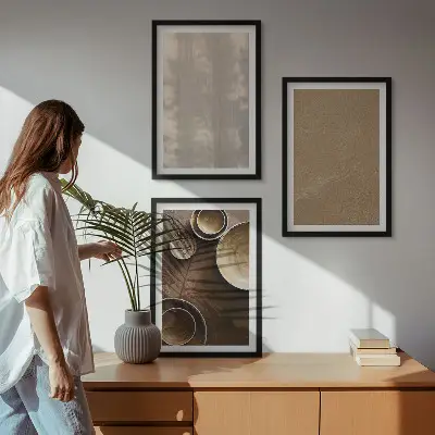 Minimalistiska texturstrukturer set med 3 tavlor