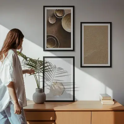 Minimalistiska texturer och färger set om 3 tavlor
