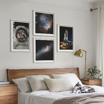 Tavelvägg med 4 tavlor Astronauter landar på månen