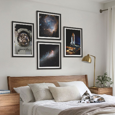 Tavelvägg med 4 tavlor Astronauter landar på månen