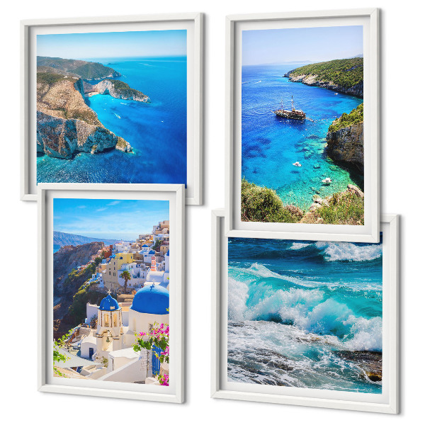 Set om 4 tavlor Grekiska vyer över Santorini Oia