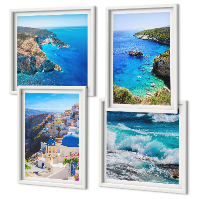 Set om 4 tavlor Grekiska vyer över Santorini Oia