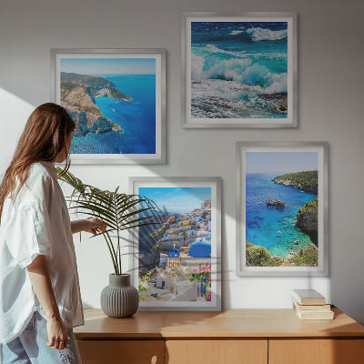Set om 4 tavlor Grekiska vyer över Santorini Oia