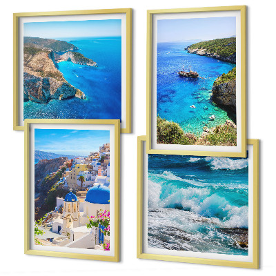 Set om 4 tavlor Grekiska vyer över Santorini Oia