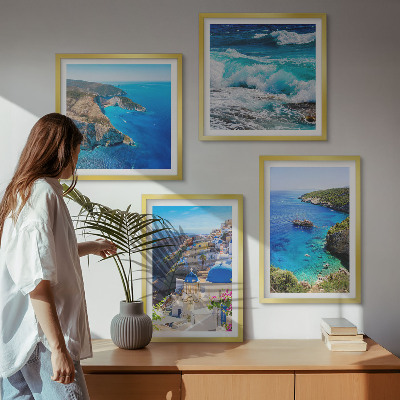 Set om 4 tavlor Grekiska vyer över Santorini Oia