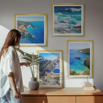 Grekiska motiv från Santorini Oia set med 4 tavlor