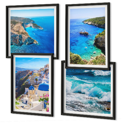 Set om 4 tavlor Grekiska vyer över Santorini Oia