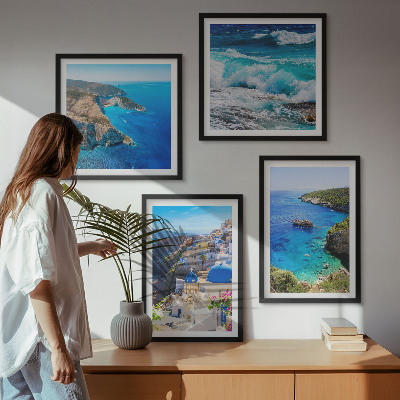 Set om 4 tavlor Grekiska vyer över Santorini Oia