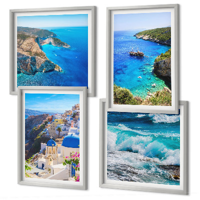 Set om 4 tavlor Grekiska vyer över Santorini Oia
