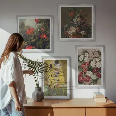 Tavelvägg med 4 tavlor med motivet Blommorna i trädet av Klimt