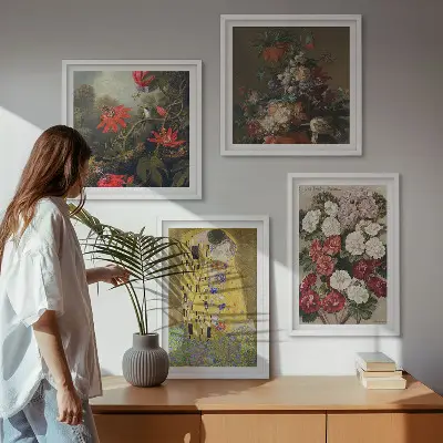 Tavelvägg med 4 tavlor med motivet Blommorna i trädet av Klimt