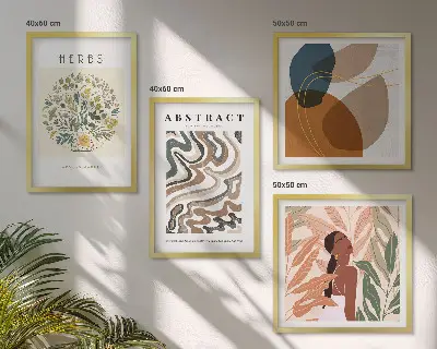 Tavelvägg för vardagsrum boho-posters i pastellfärger