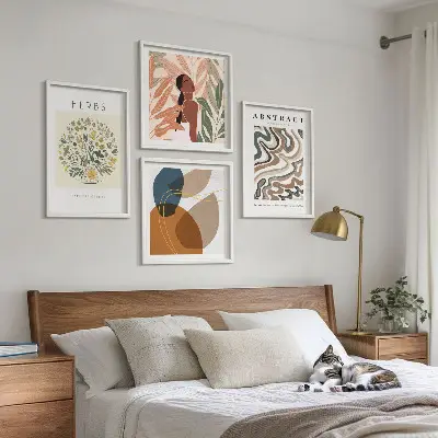 Tavelvägg för vardagsrum boho-posters i pastellfärger