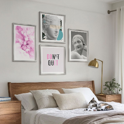 Set om 4 tavlor Abstrakt akvarellskulptur