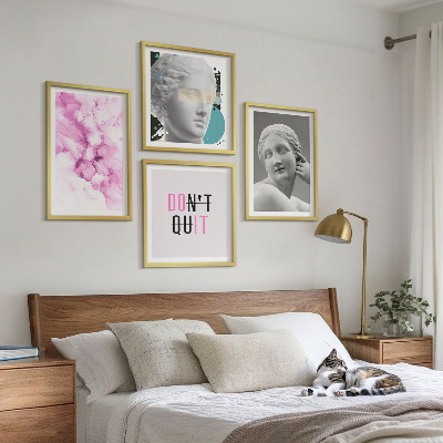 Set om 4 tavlor Abstrakt akvarellskulptur