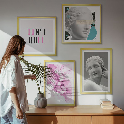 Set om 4 tavlor Abstrakt akvarellskulptur