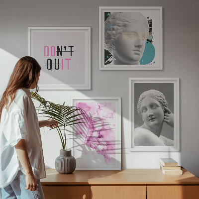 Set om 4 tavlor Abstrakt akvarellskulptur