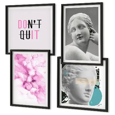Abstrakt akvarellskulptur set om 4 tavlor