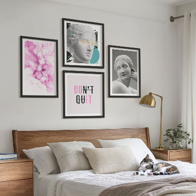 Set om 4 tavlor Abstrakt akvarellskulptur