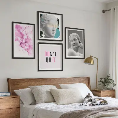 Abstrakt akvarellskulptur set om 4 tavlor