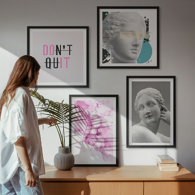 Set om 4 tavlor Abstrakt akvarellskulptur