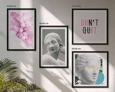 Abstrakt akvarellskulptur set om 4 tavlor