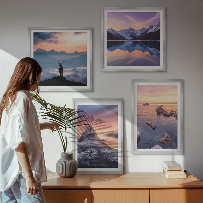 Set om 4 tavlor Landskap berg sjöar Jelen