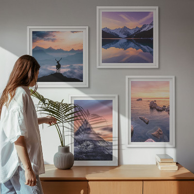 Set om 4 tavlor Landskap berg sjöar Jelen