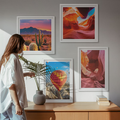 Set om 4 tavlor Landskap av ökenraviner