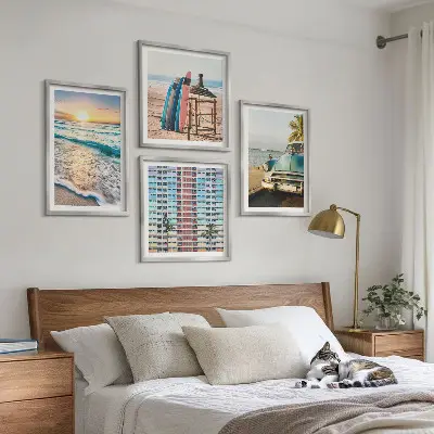 Tavelvägg med 4 tavlor motiv av solnedgång i Miami