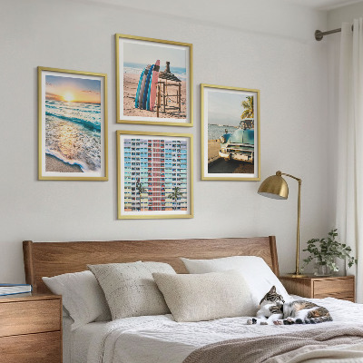 Tavelvägg med 4 tavlor Miami solnedgångsutsikt
