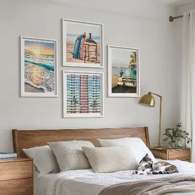Tavelvägg med 4 tavlor motiv av solnedgång i Miami