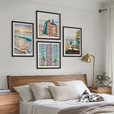 Tavelvägg med 4 tavlor motiv av solnedgång i Miami