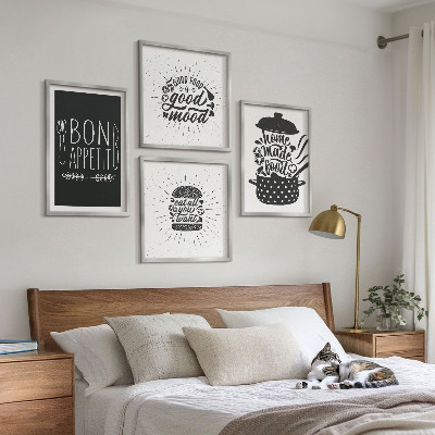 Tavelvägg ovanför soffa Grafik mat kulinariska slagord